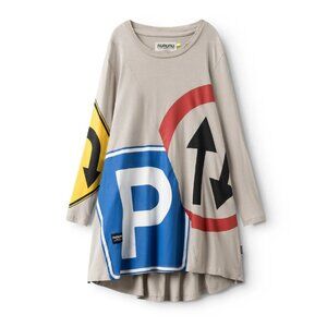 nununu way 360 dress girl's dress road signs printed 100% cotton